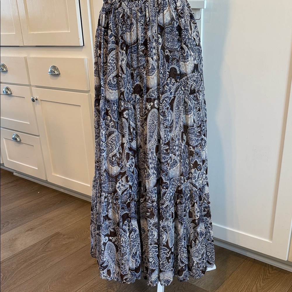 REVERSIBLE Boho chic ruffle maxi skirt size L/XL. Two‎ skirts in one, milkmaid.